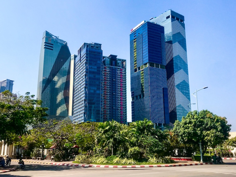 Still under development, Koh Pich (Diamond Island) is a reclaimed sandbar that now spawns 30-story, Chinese-built high-rise business and residential towers.