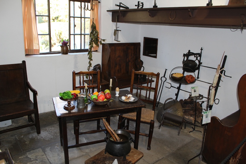 Period furniture inside Cook’s Cottage in Melbourne’s Fitzroy Gardens, the actual 18th century cottage of Cook’s parents.