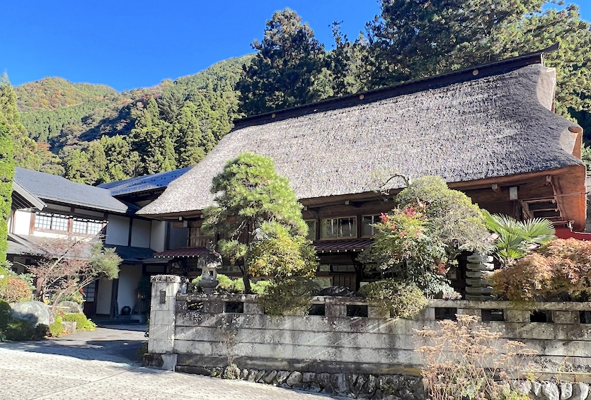 Kabutoya Ryokan's thatched roof is said to resemble a warrior's helmet. Hinoki groves and soothing waterfalls are visible through the windows of their guest rooms. 