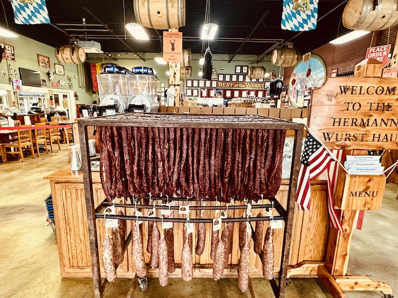 The Hermann Wurst Haus produces 62 kinds of German sausage in Missouri.