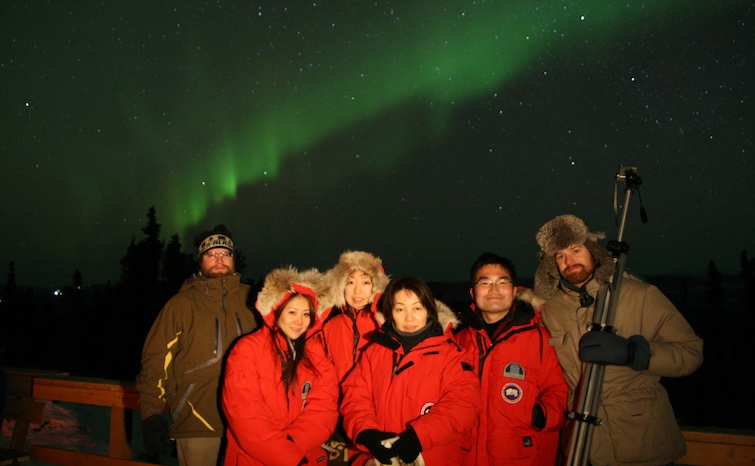 Fairbanks is one of the world's best places to see the Aurora Borealis—as these delighted visitors are discovering. 