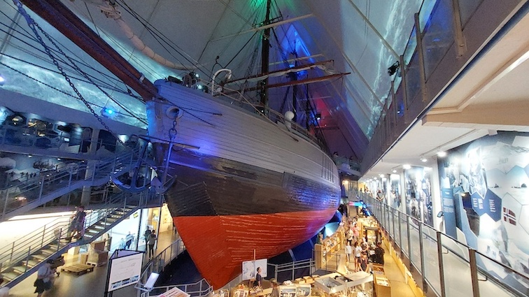 The actual ship Fram on which arctic explorer Roald Amundsen reached the South Pole in 1911 sits inside Oslo’s specially designed Fram Museum. 