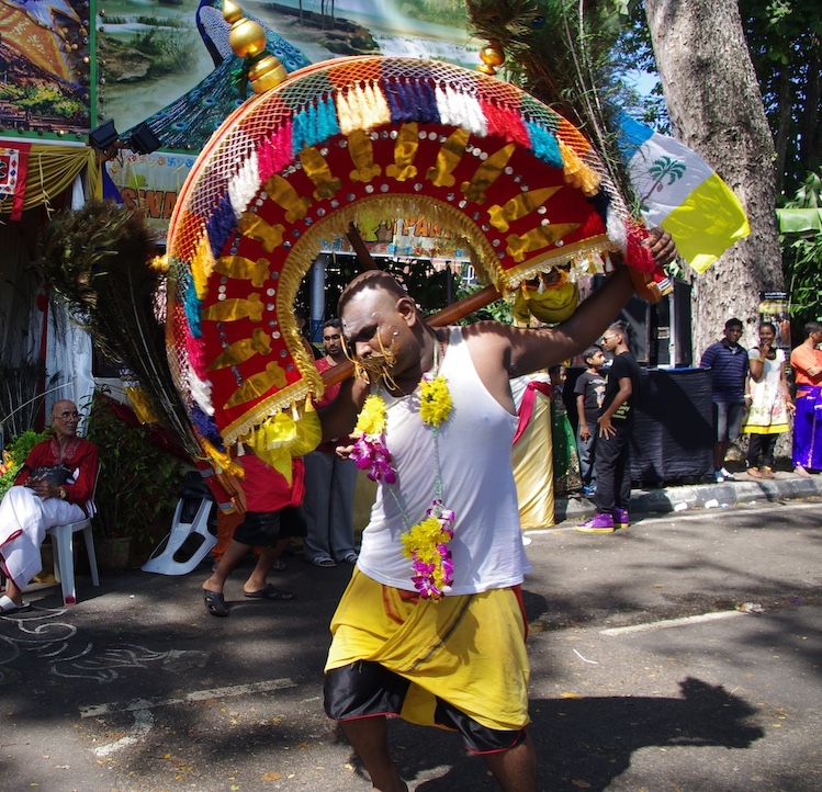 Dancing with Kavadi during Penang's Thaipusam festival.